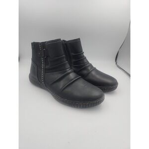 Clark's Caroline Orchid Women's Black Leather Ruched Ankle Boots Size 11